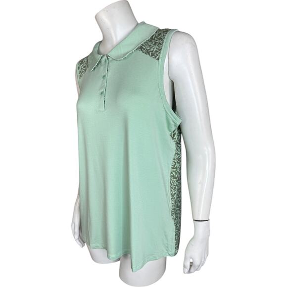 Zuda Rayon Span Print Mix Golf Tank Soft Mint Large NWOT Sleeveless Collar - Picture 4 of 13